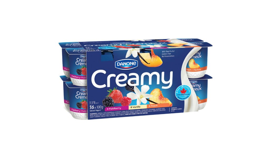 Danone Creamy Yogurt 100gx16  Vanilla/Strawberry/Peach 48/cs