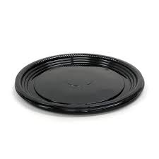 Catering Tray Round 16&quot; Flat  Black Base 50/Case