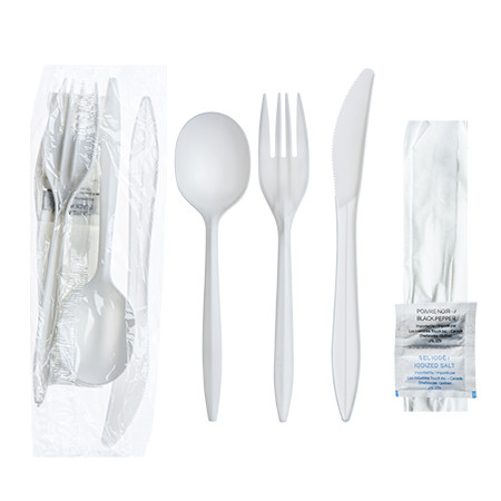 RUBY Cutlery Kit Med 
Fork,Knife, Spoon, Napkin, S&amp;P 
PP White Ruby 500/cs 