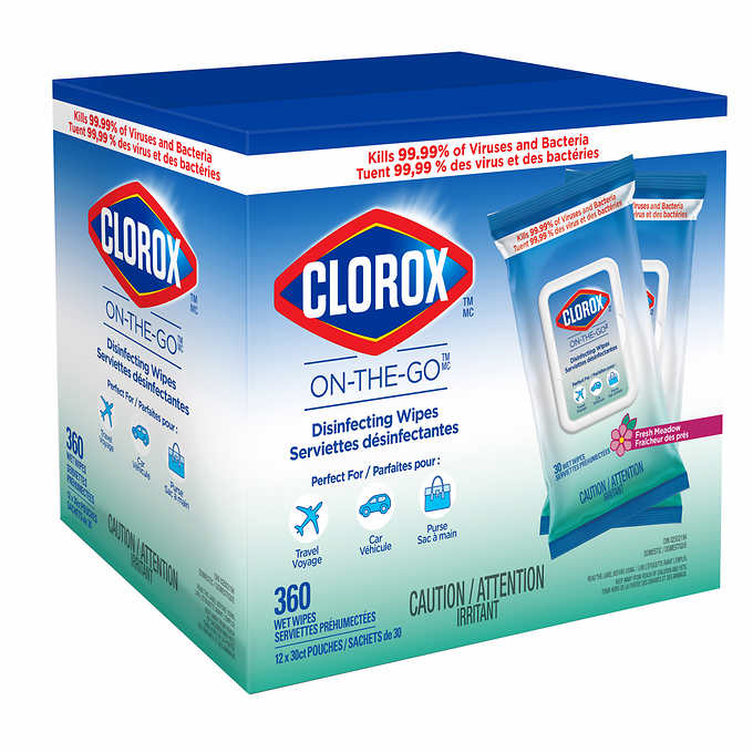 Clorox On-The-Go Flat  Disinfecting Wipes 12x30/pkg 