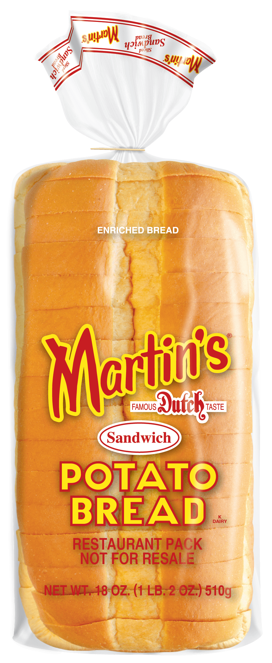 Martin&#39;s 16 Slice Potato White  Bread 8/cs