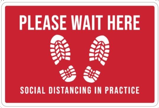Please Wait Here 6&quot;x12&quot; Red  Decal Sticker